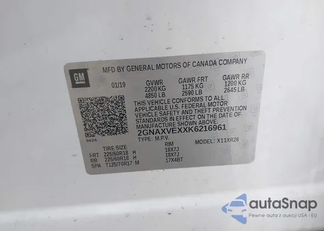 2019 Chevrolet Equinox Lt from USA, damaged, VIN 2GNAXVEXXK6216961